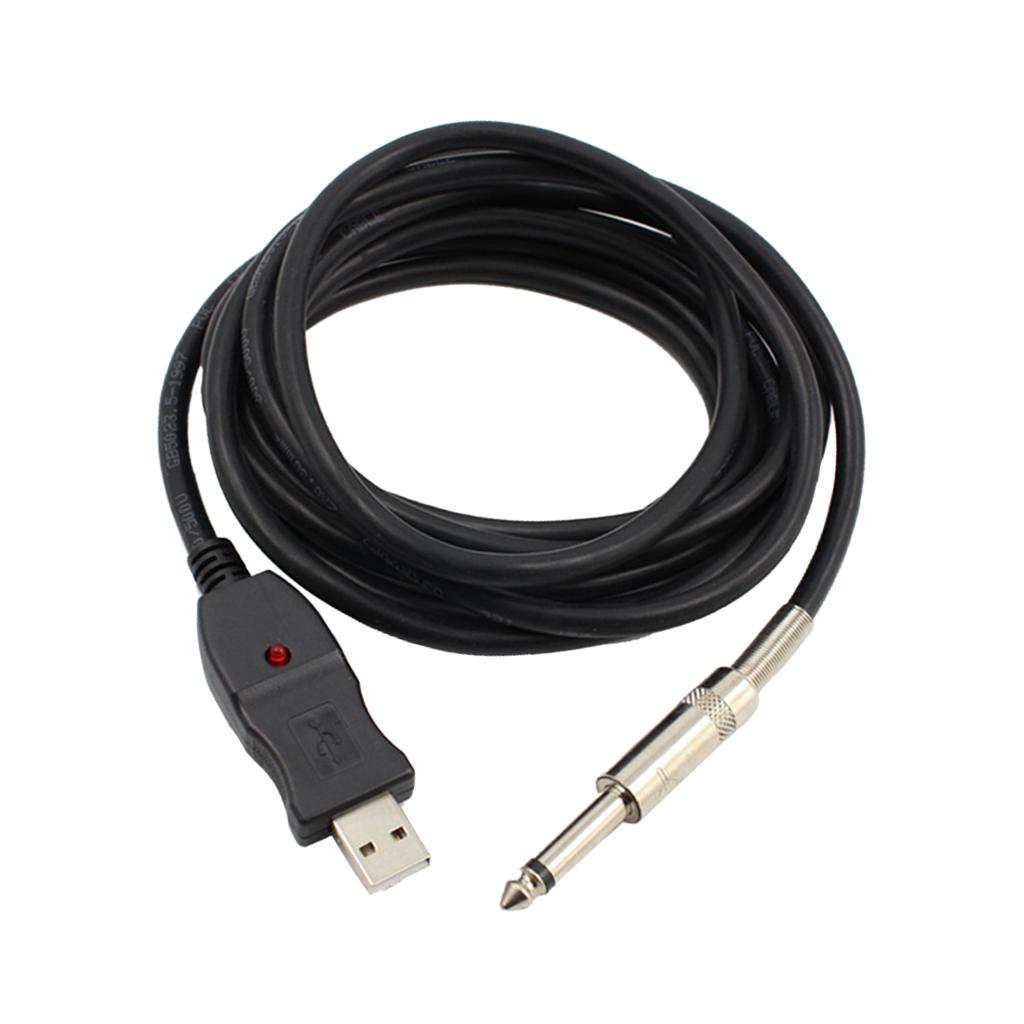 9.8ft Guitar Bass 6.5mm Jack To USB Link Connection Instrument Cable Adapter