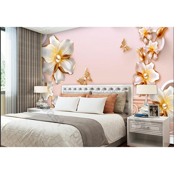 Tranh dán tường Hoa thủy tiên trang sức nổi bật, tranh dán tường 3d hiện đại MS821137