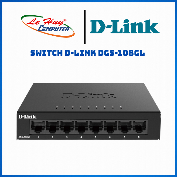 Bộ Chia Mạng Switch D-Link DGS-108GL 8 Cổng RJ45 10/100/1000Mbps Vỏ Kim Loại - Hàng Chính Hãng