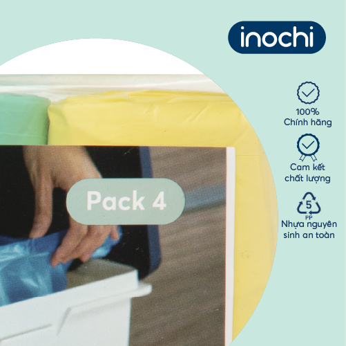 Lô túi rác màu tiện dụng Inochi - Soji 4 x 25L có quai cầm(4 cuộn)