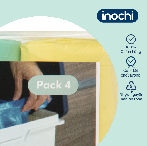 Lô túi rác màu tiện dụng Inochi - Soji 4 x 25L có quai cầm