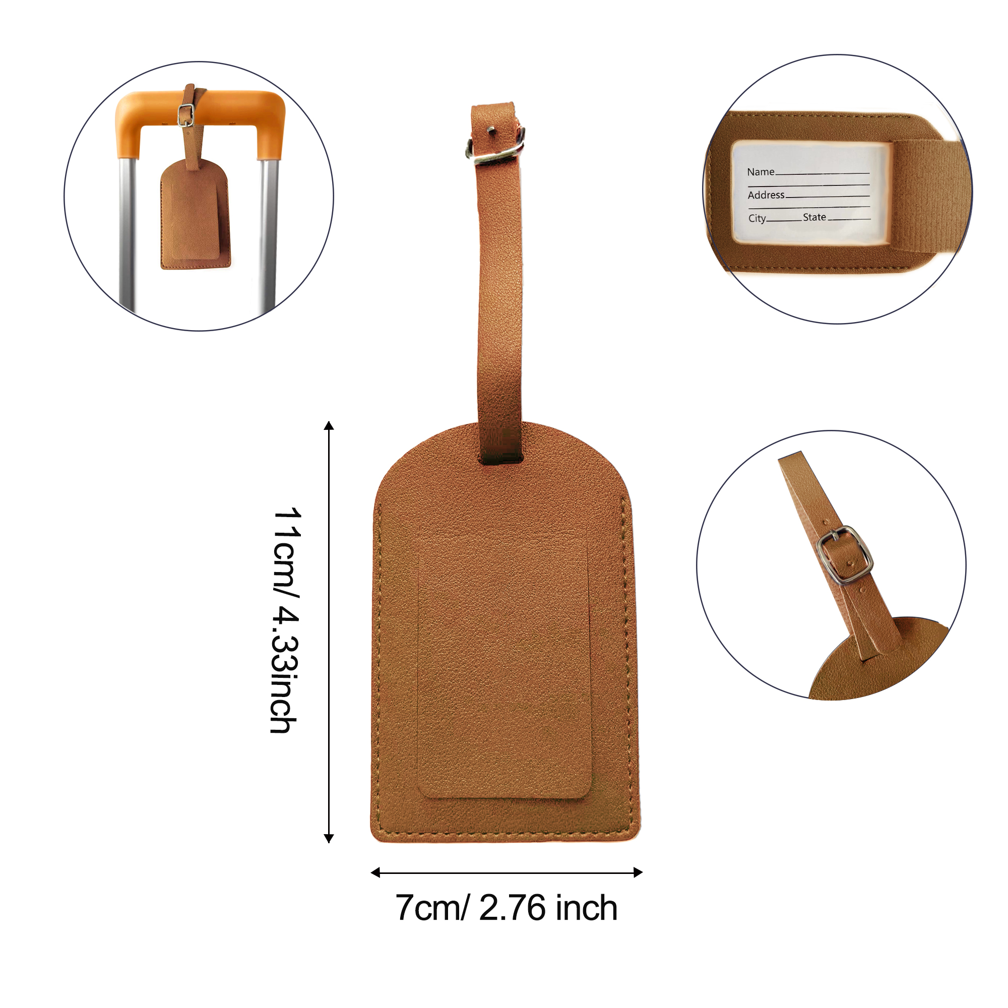 Tag hành lý bằng PU Sea Choice Leather Hành lý an toàn Từ khóa vali Nhãn hành lý du lịch Tag túi đựng giấy tờ tùy thân