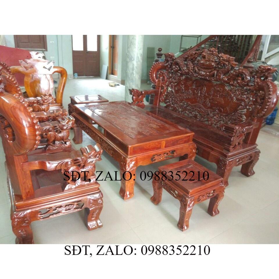 Bộ Bàn Ghế Nghê Đỉnh Tay Khuỳnh Gỗ Hương Vân