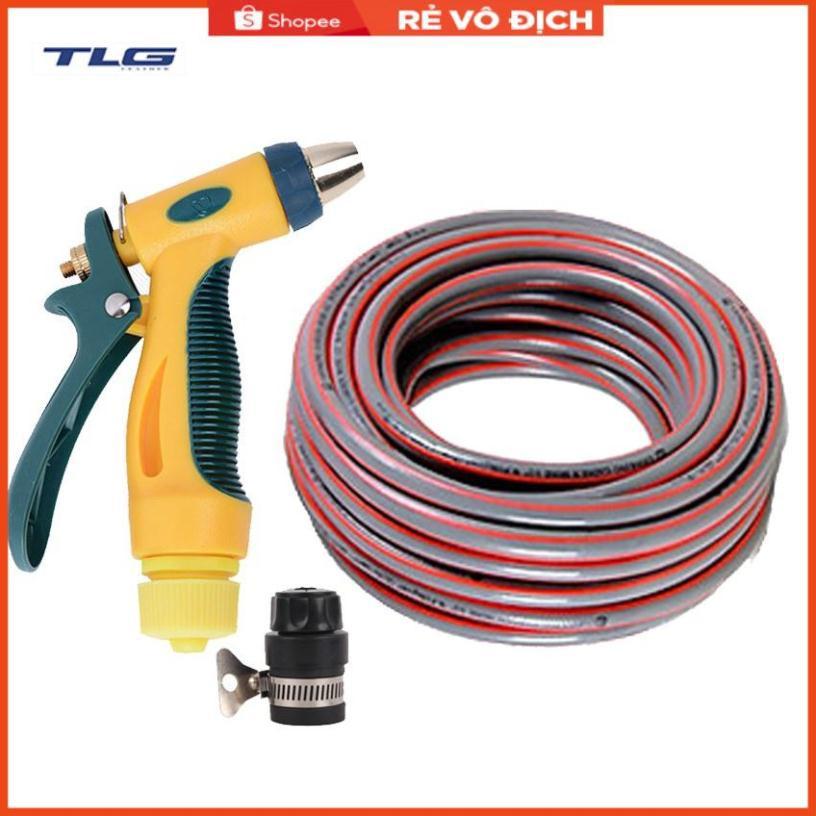 Bộ dây vòi xịt nước rửa xe,tưới cây tăng áp 3 lần 15m (nối nhựa đen 713-2)