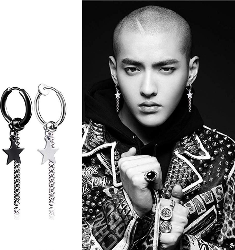 BT Khuyên tai nam sao thả sợi KPOP BTV02 1 bên