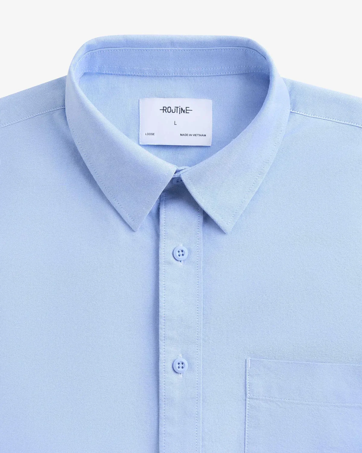 Áo sơ mi nam tay dài oxford trơn xanh nhạt form loose - RT 10F24SHL008 | ROUTINE CÀ MAU