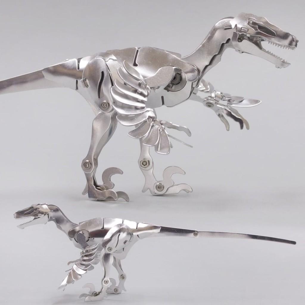 Mô Hình Lắp ghép 3d Kim Loại Khủng Long Utahraptor thép uốn vít