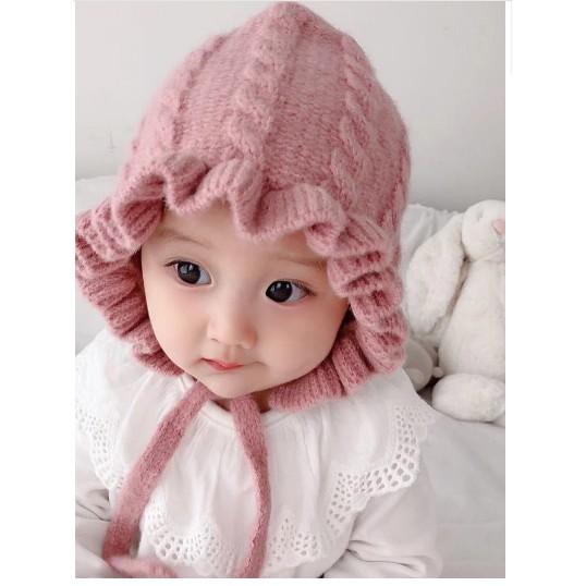 Mũ len bèo buộc dây cho bé , mũ ,nón len bèo tiểu thư mẫu mới cho bé..