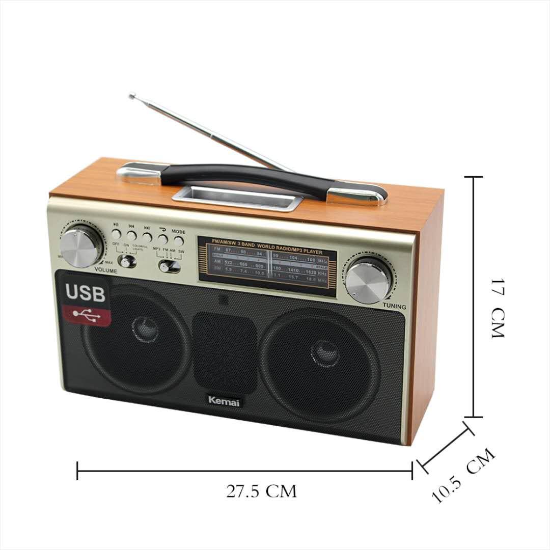 Loa bluetooth không dây kiểu cổ điển bằng gỗ di động chất lượng cao tại nhà ba băng tần đài FM loa siêu trầm điện thoại di động thẻ TF USB Màu sắc: Gỗ