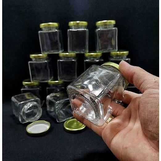 Lọ Thủy Tinh Vuông 100ML nắp thiếc vàng – Hủ Chưng Yến – Đựng Sữa Chua, mật ong