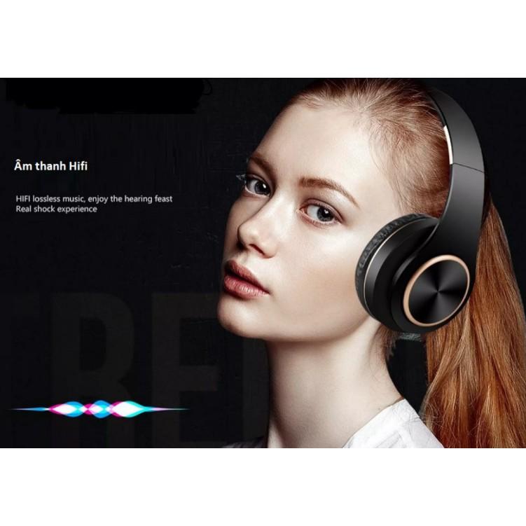 Tai nghe bluetooth không dây V5.0 chụp tai T8 siêu trầm chống ồn có mic đàm thoại có thể gấp gọn có khe cắm thẻ nhớ pin