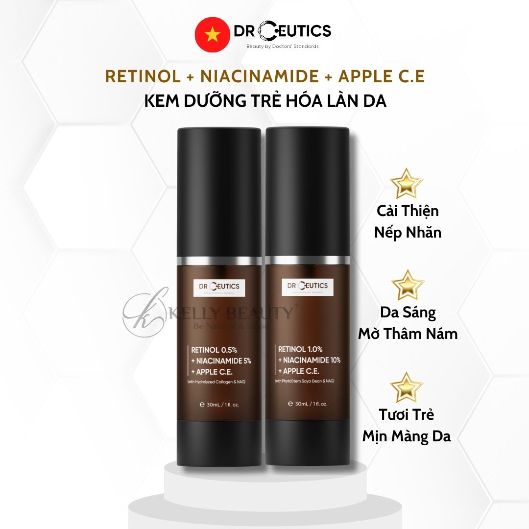 Kem Chống Lão Hóa DrCeutics Retinol + Niacinamide + Tế Bào Gốc Từ Táo - Mờ Nếp Nhăn; Sáng Da, Mờ Thâm Nám - Kelly Beauty