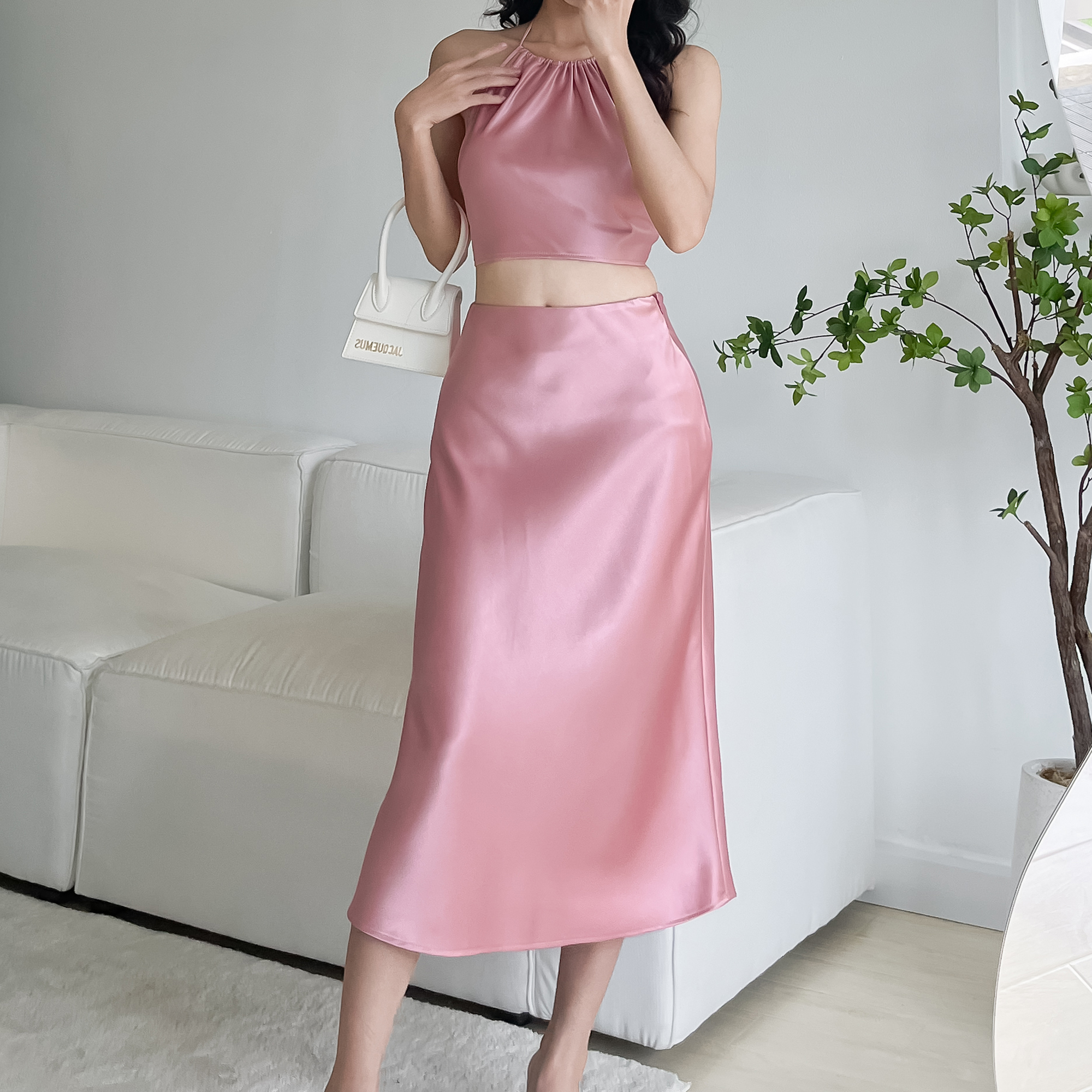 Chân Váy Dài Qua Gối FILILO Vải Lụa Xòe chữ A Vixi Skirt Form chuẩn có Bigsize Thiết kế Cao cấp