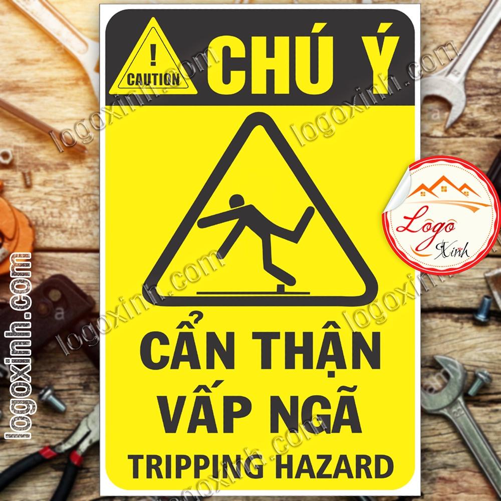 LOGO TEM STICKER BIỂN CẢNH BÁO CẨN THẬN VẤP NGÃ - TRIPPING HAZARD- BIỂN CẢNH BÁO AN TOÀN LAO ĐỘNG