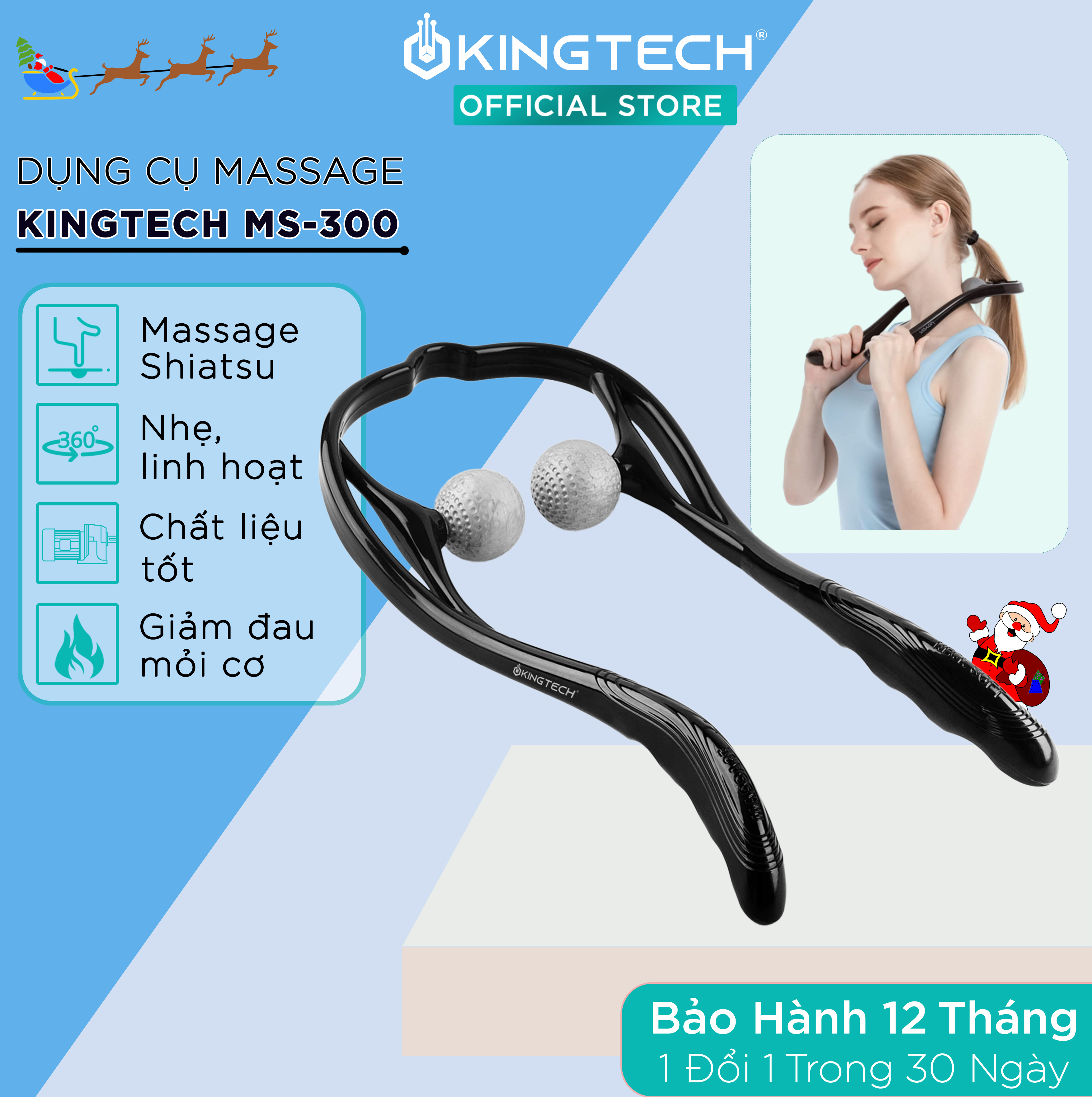 Hình ảnh Dụng Cụ Massage Đa Năng Cao Cấp KingTech - Hỗ Trợ Mát Xa Cổ, Vai, Gáy - Tiện Dụng, Nhẹ Nhàng - Chính Hãng