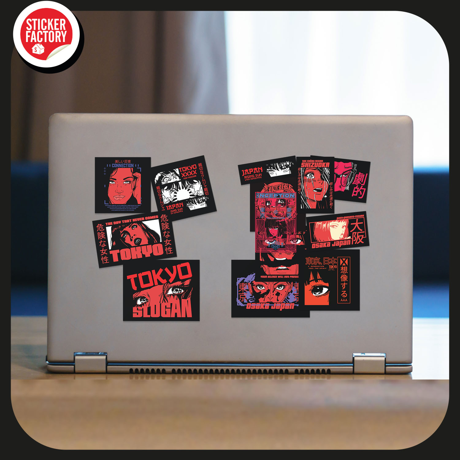 Tokyo Slogan - Set 30 sticker decal hình dán nón bảo hiểm, laptop, xe máy, ô tô - STICKER FACTORY