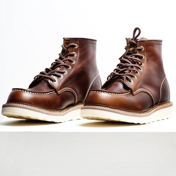 Giày boot nam cao cổ màu nâu REDWING 1907, giày da thật đế bánh mì tăng chiều cao TONKIN