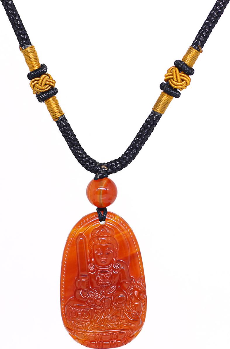Mặt Dây Chuyền Văn Thù Bồ Tát Đá Mã Não Đỏ (3.6 x 2.3 cm)