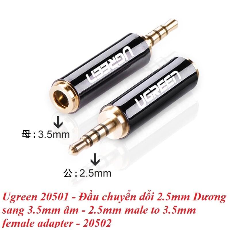 Ugreen UG2050120502TK Màu Đen Đầu chuyển âm thanh 2.5mm dương sang 3.5mm âm - HÀNG CHÍNH HÃNG