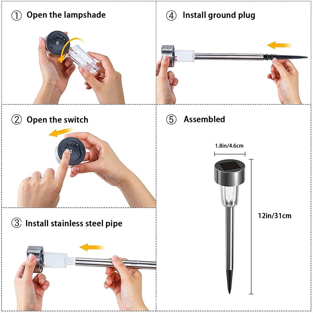 Đèn LED Năng Lượng Mặt Trời Chống Thấm Nước Gắn Lối Đi Sân Vườn