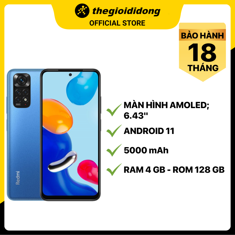 Điện thoại Xiaomi Redmi Note 11 (4GB/128GB) - Xanh dương đậm - Hàng chính hãng