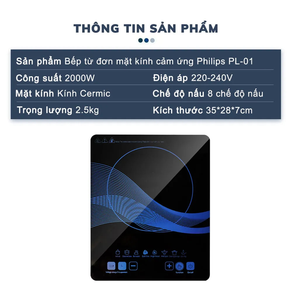 Bếp từ cảm ứng Philip 2200W - Nấu nhanh vượt trội - Hàng chính hãng