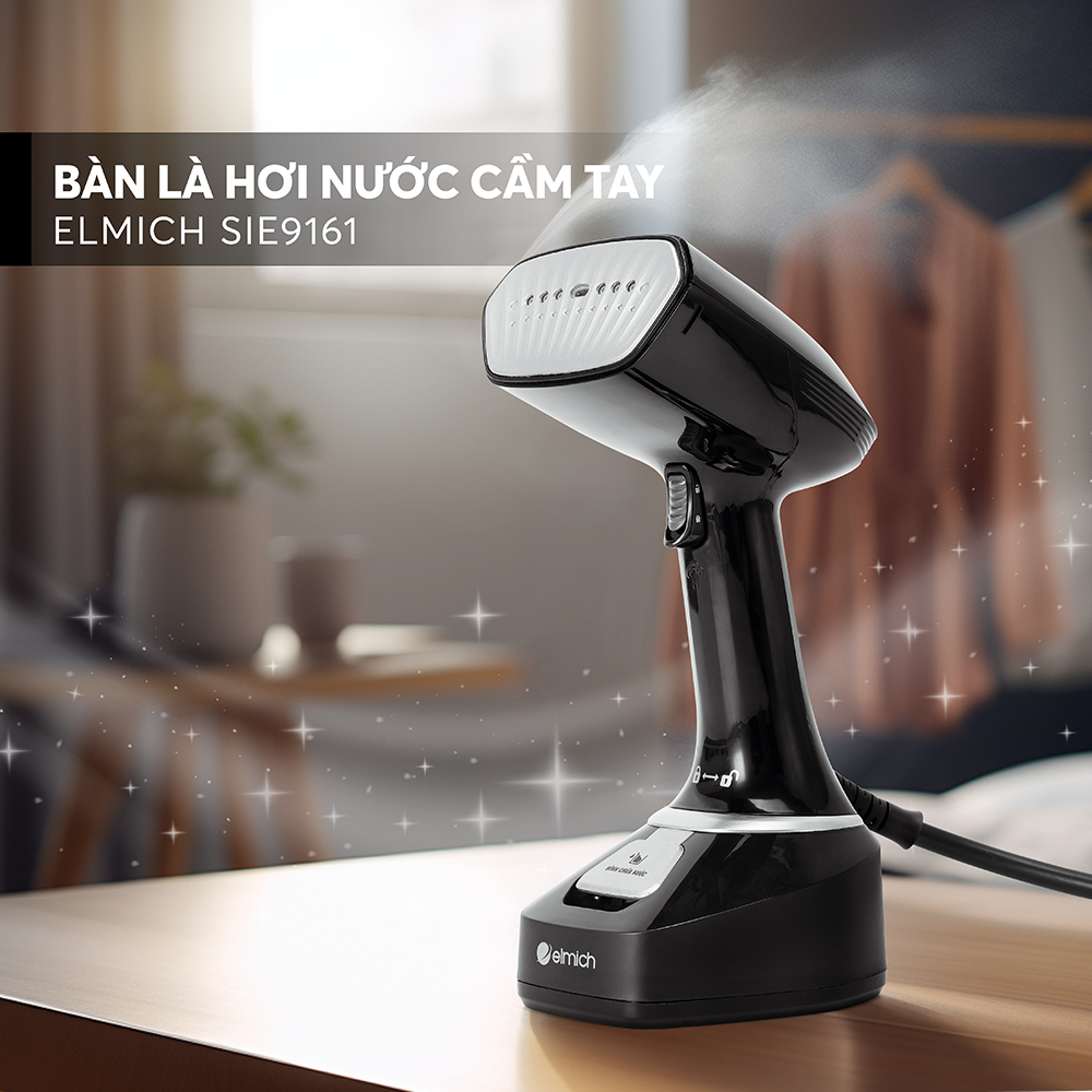 Bàn Ủi Hơi Nước Cầm Tay Elmich SIE9161 370ml 1700W, Hàng Chính Hãng, Kèm 2 Đầu Chải - JoyMall