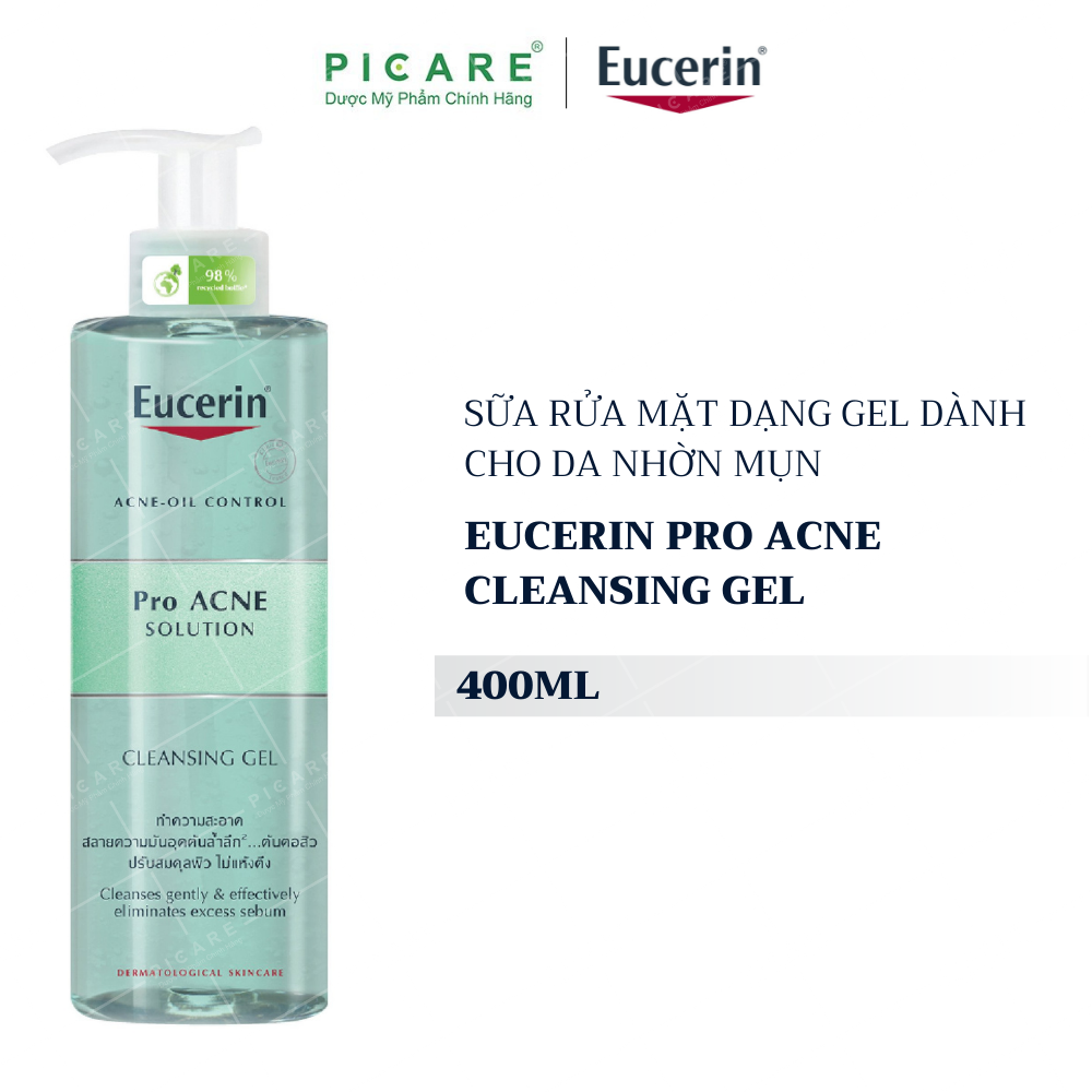 Eucerin Pro ACNE Solution Cleansing Gel: Gel Rửa Mặt Da Mụn (400 ml)