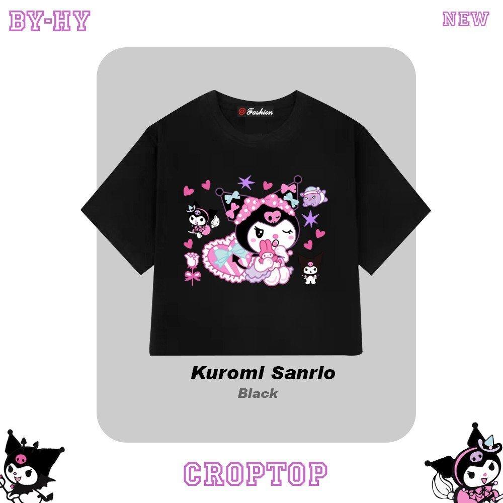 Croptop freesize in hình Kuromi Sanrio kèm các họa tiết vui nhộn