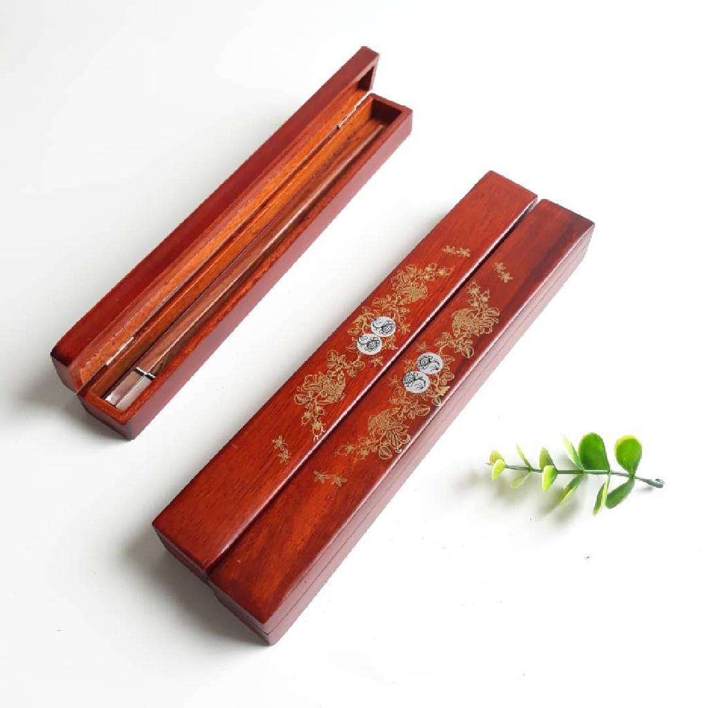 HỘP ĐỰNG ĐŨA KHẢM HOA VĂN, HỘP ĐỰNG ĐŨA GỖ BỀN ĐẸP
