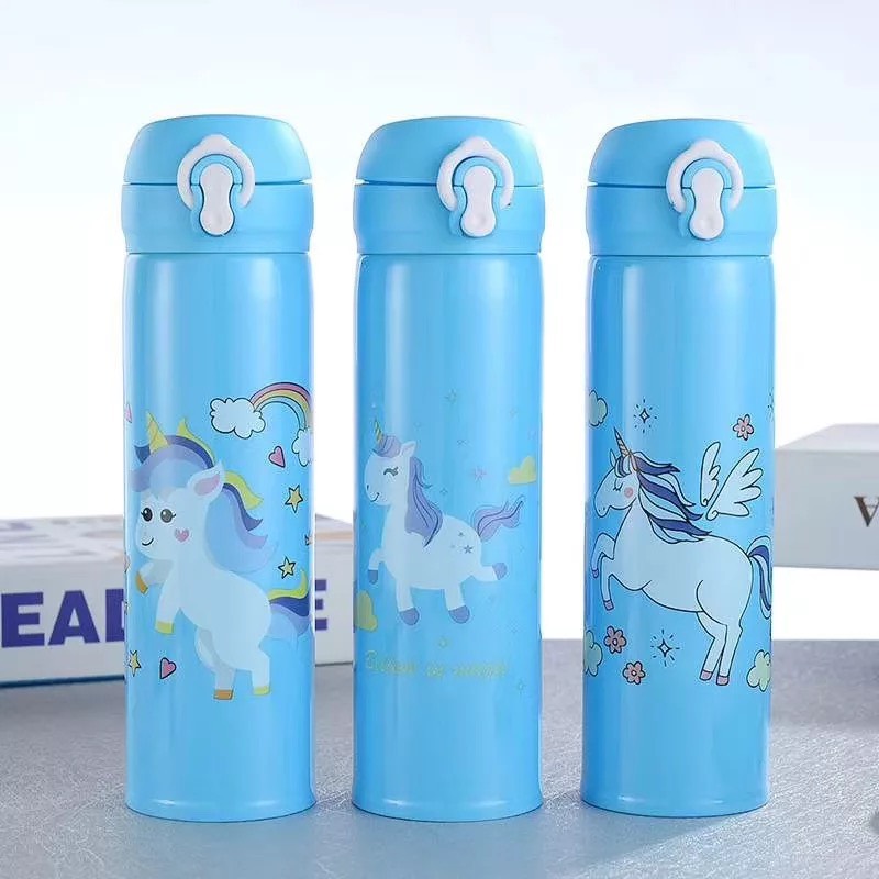 HOTBình giữ nhiệt nắp bật INOX 304 họa tiết siêu đáng yêu - An toàn cho bé dung tích 500ml
