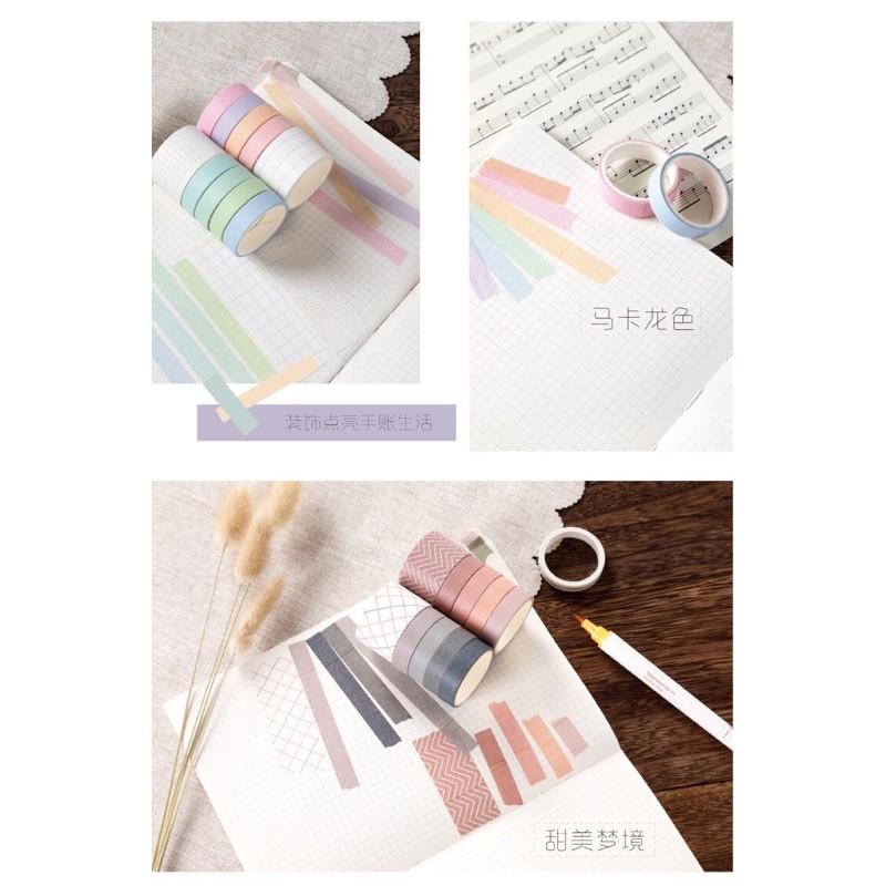 Bộ 10 cuộn băng keo trang trí washi tape nhiều chủ đề trang trí sổ tay