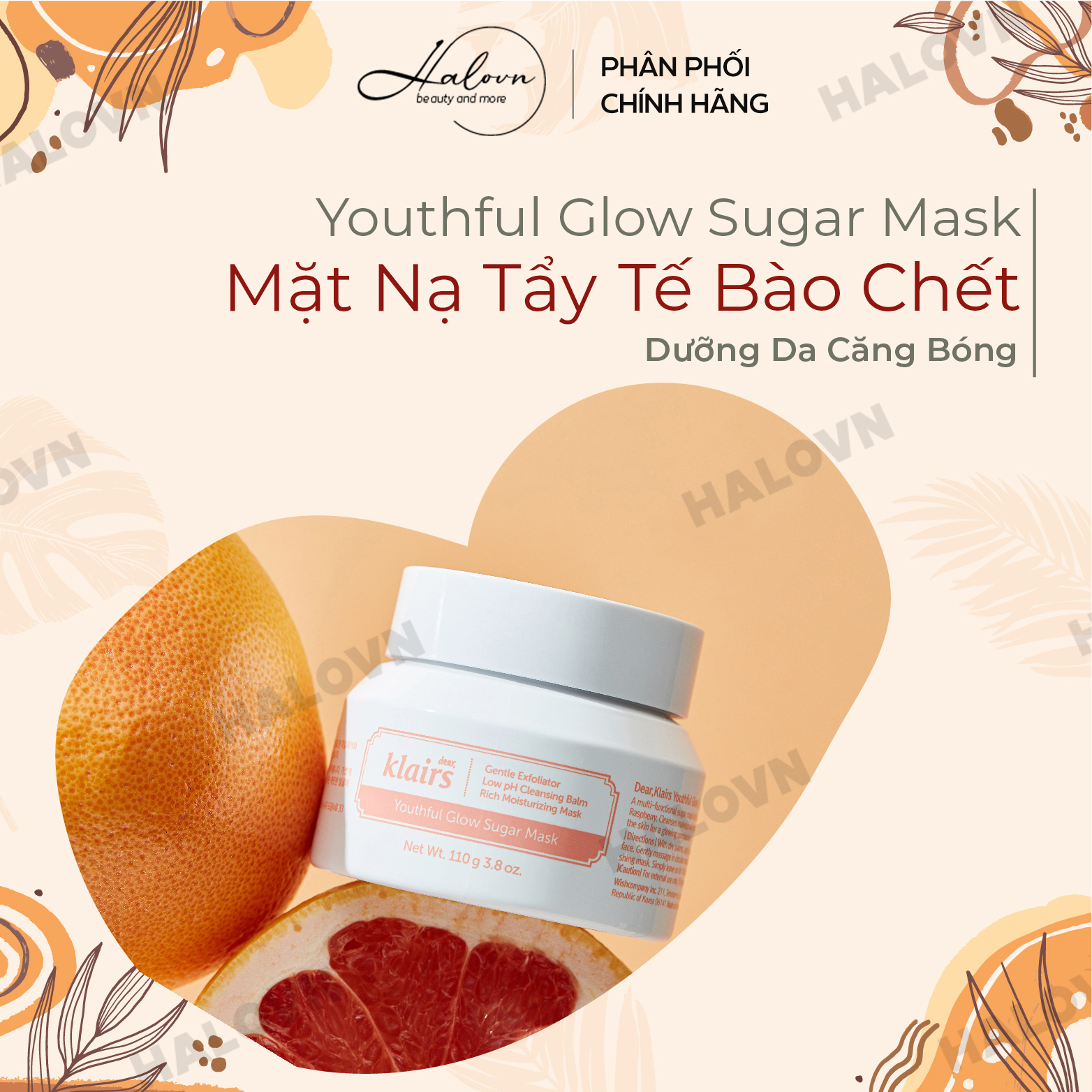 Mặt Nạ Tẩy Da Chết Chiết Xuất Bưởi Klairs Youthful Glow Sugar Mask 110g