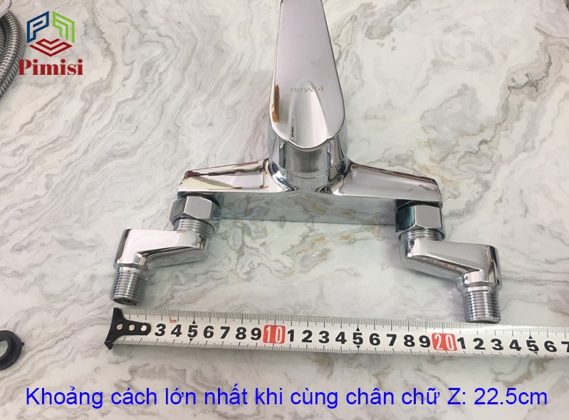 Vòi hoa sen tắm nóng lạnh Pimisi P-100S đồng mạ Crom đầy đủ phụ kiện | Hàng chính hãng