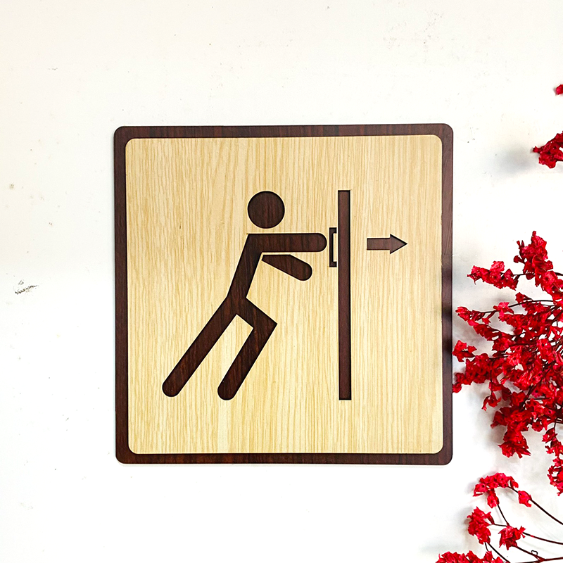 PP15 - Bảng gỗ decor Pull - Push, Bảng Kéo - Đẩy trang trí cửa ra vào độc đáo, hiện đại