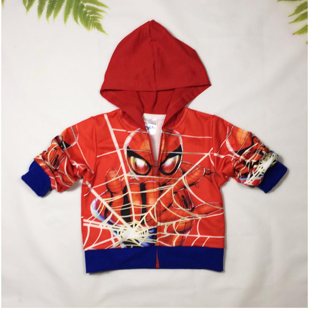 Áo khoác bé trai hình siêu nhân nhện-người nhện từ 9-40kg-Chất thun da cá thấm hút mồ hôi- Hình in 3D - Hương Nhiên