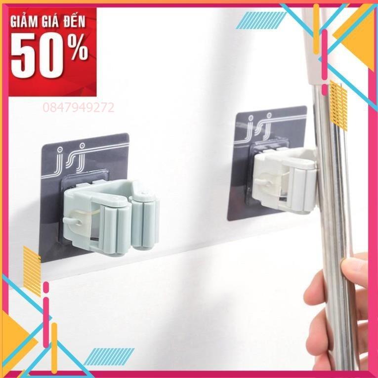 Móc dán tường thông minh kẹp chổi giữ cây lau nhà miếng trong suốt đa năng treo đồ chịu lực siêu dính chắc