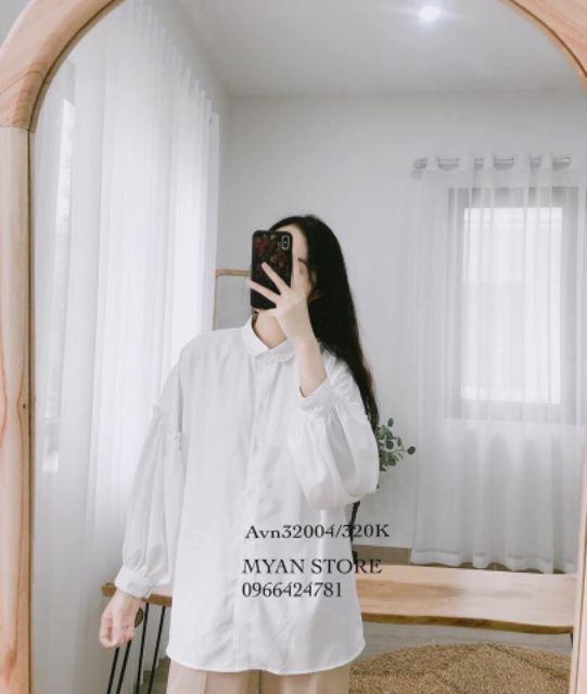 Áo sơ mi tay phồng viền bèo