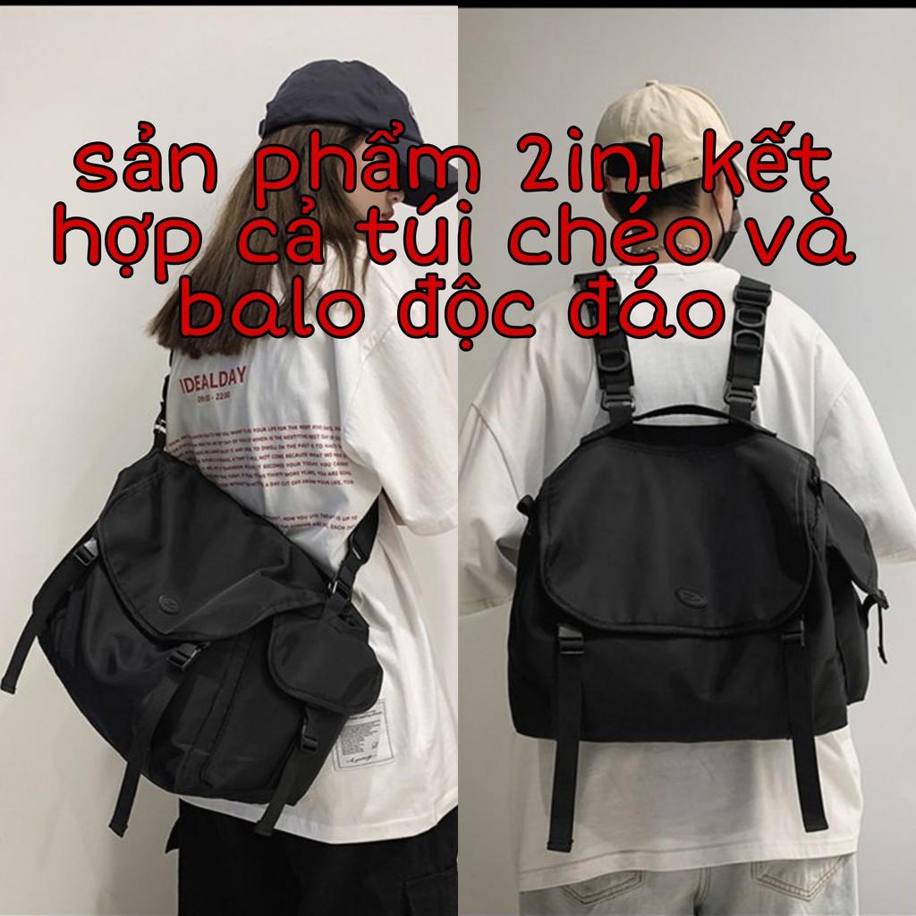 Túi Xách Đeo Chéo Balo Thời Trang 2in1 Cho Nam Nữ Size Lớn Đi Học Đi Làm Phong Cách Unisex Streetwear E'mer 400