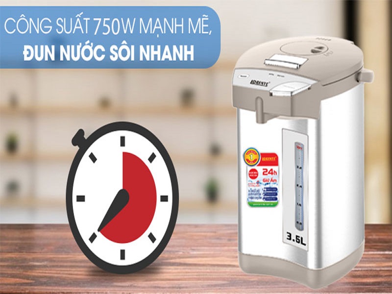 Bình Thủy Điện Lorente LT-5035 750W dung tích 3.5L Bình giữ nhiệt chế độ tự động ngắt, đun an toàn, ruột inox- Hàng Chính Hãng