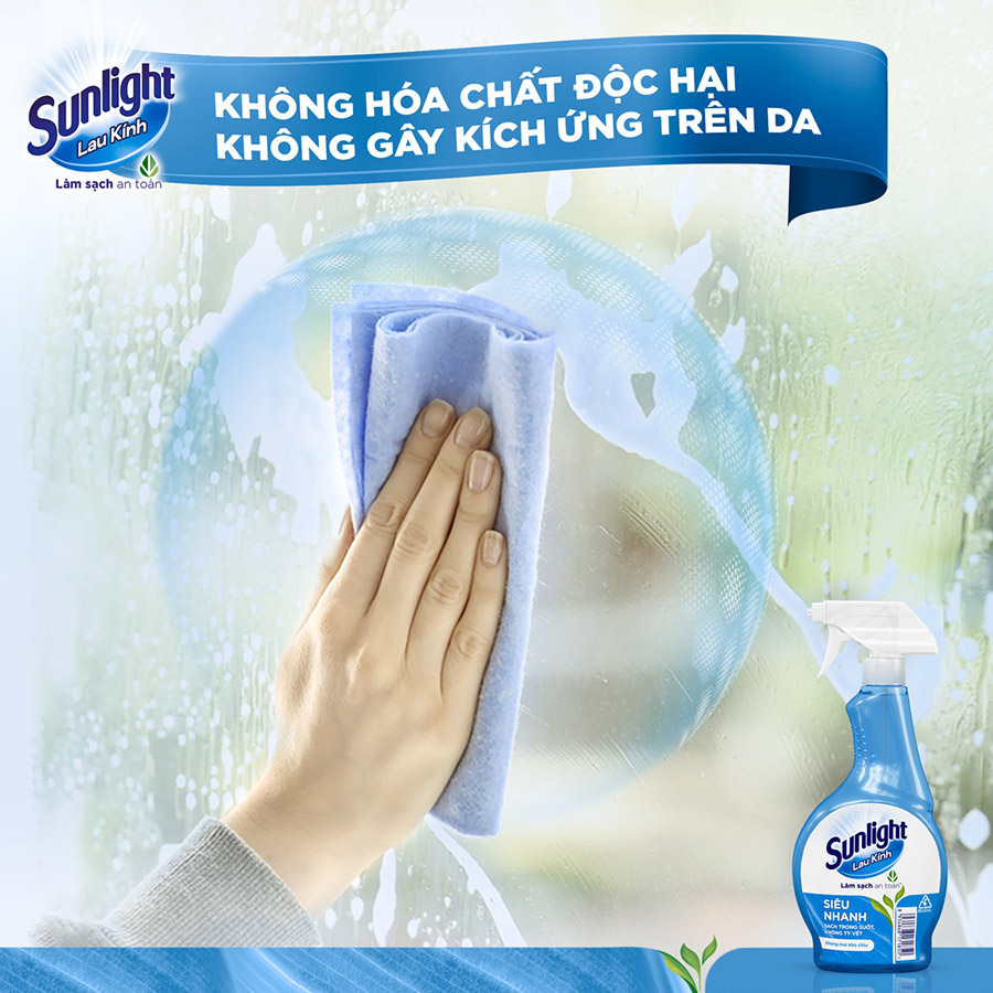 Combo 2 Nước lau kính Sunlight Siêu nhanh | Phiên bản nâng cấp từ Cif | Sạch trong suốt, không tỳ vết | Chai 520ml