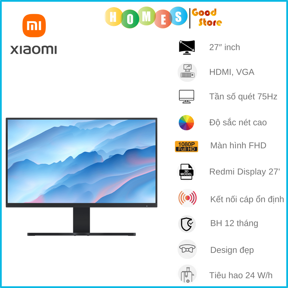 Màn Hình Máy Tính Xiaomi Mi Desktop Monitor 27 Inch Phù Hợp Làm Việc Chơi Game - Hàng Nhập Khẩu