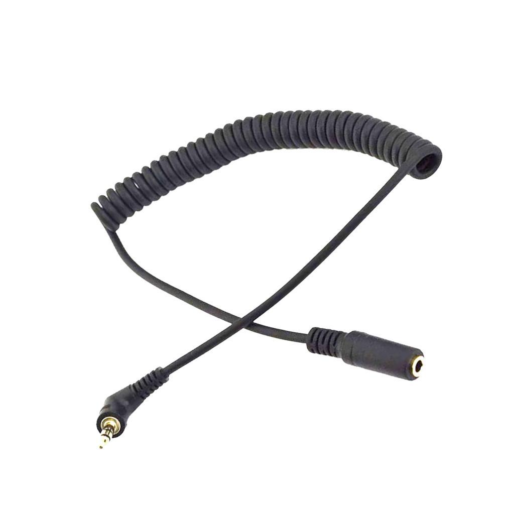 3-Pole Coiled 3.5mm Male Right Angle to Female Stereo Audio Spring Aux Cable