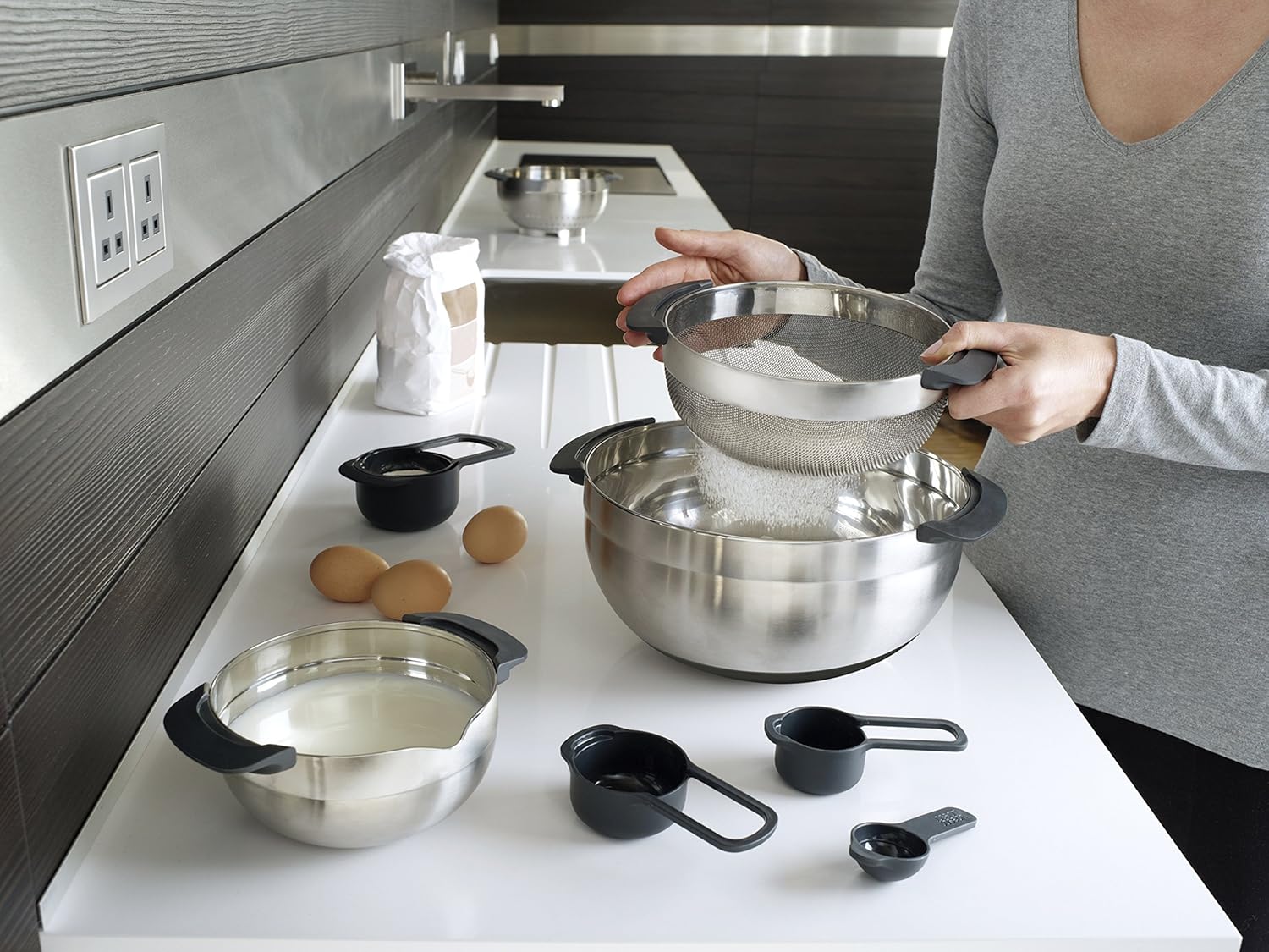 Set âu, rổ, đong Joseph Joseph 95032 Nest 100 inox hàng chính hãng