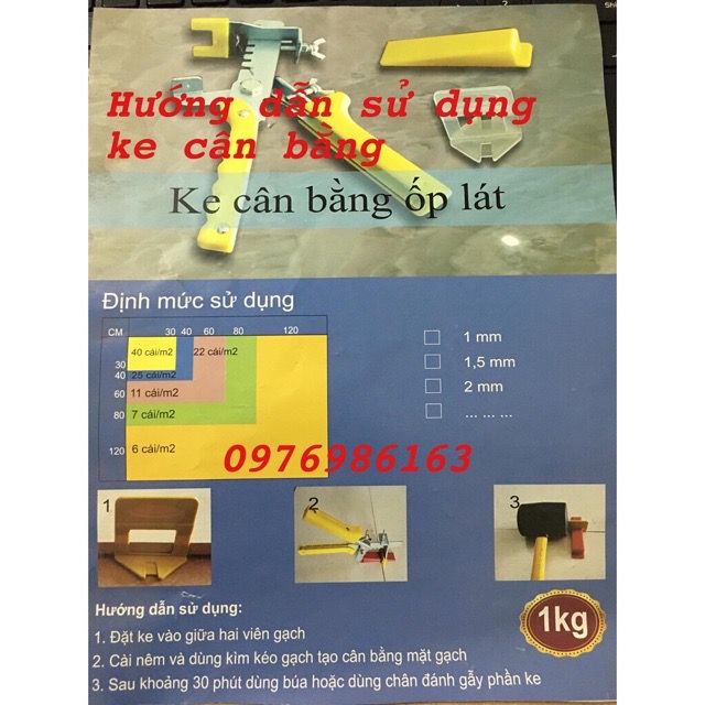 ￼Combo bộ dụng cụ ke ốp lát gạch men: Kìm siết + 100 nêm + 300 ke móc. Ke cân bằng gạch