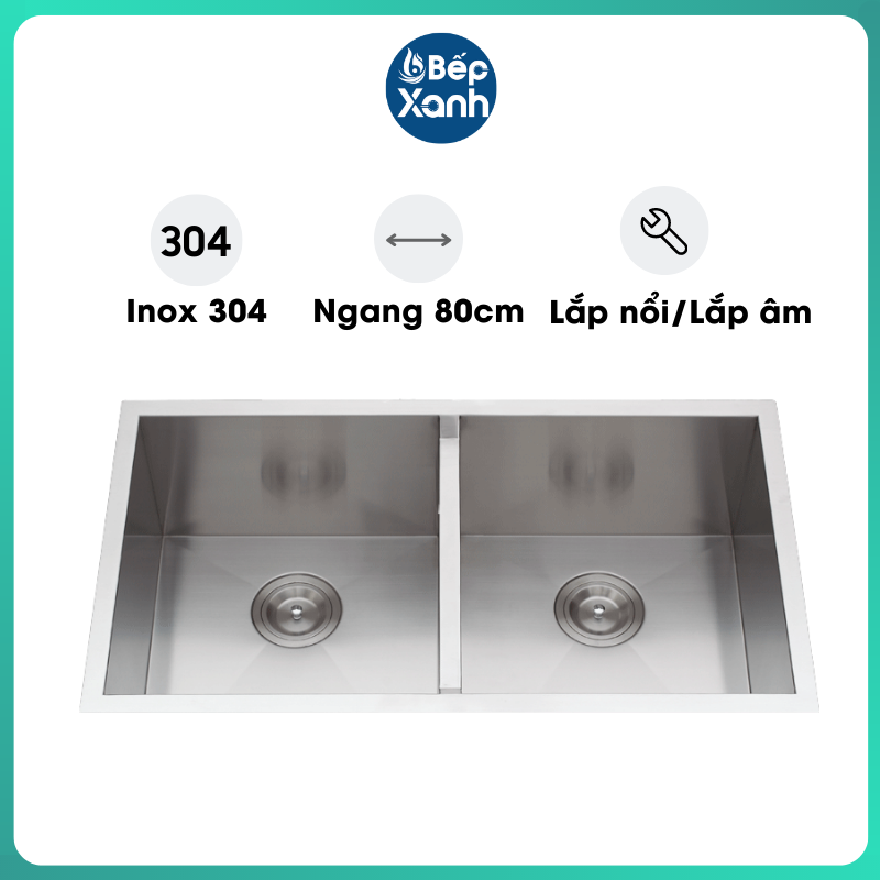 Chậu Rửa Chén Vision Manual Sink Ecalite ESD-8046HS - Lắp Nổi/Lắp Âm - Chất Liệu Inox 304 Cực Bền - Ngang 80cm - Hàng Chính Hãng