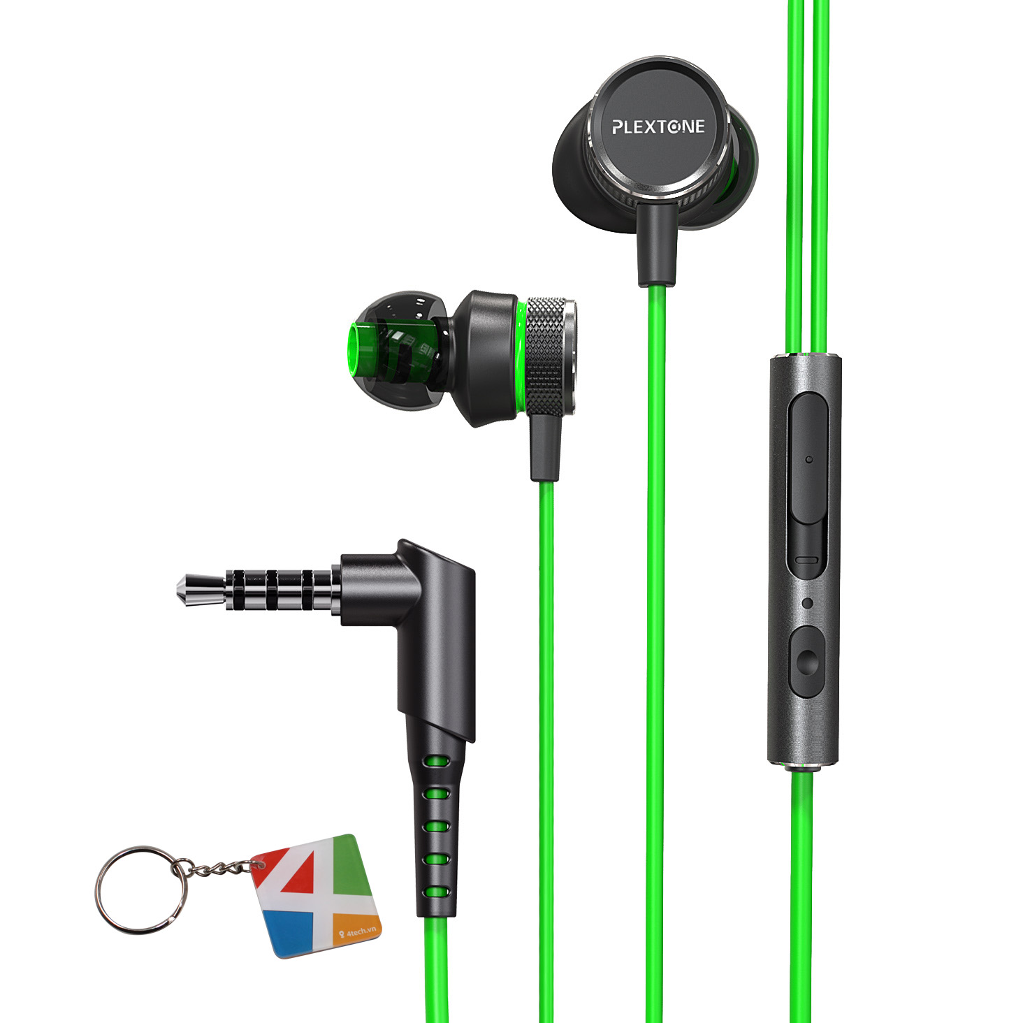 Tai nghe Gaming Plextone, tai nghe nhét tai in ear hỗ trợ chống ồn dành cho game thủ chuyên nghiệp + Tặng Kèm Móc Khóa 4Tech - Hàng Chính Hãng.