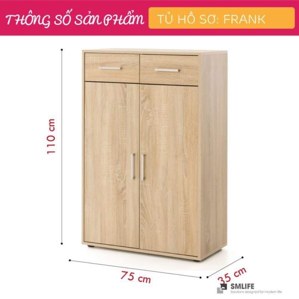 Tủ đựng tài liệu, hồ sơ gỗ hiện đại SMLIFE Frank  | Gỗ MDF dày 17mm chống ẩm | D75xR35xC110cm - Màu