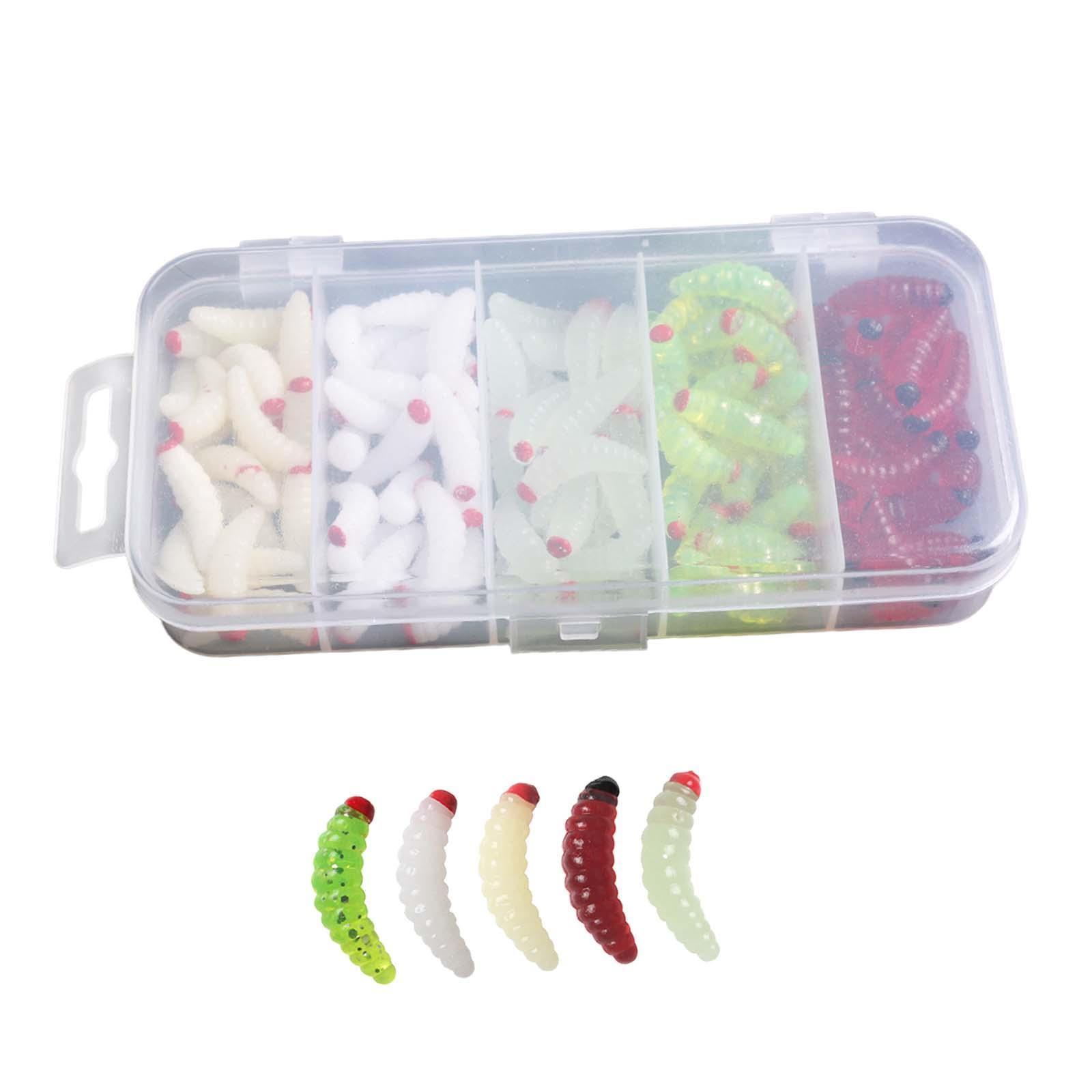 100Pcs Fishing Baits Jig for Freshwater Fishing Gear Portable Worm Grub