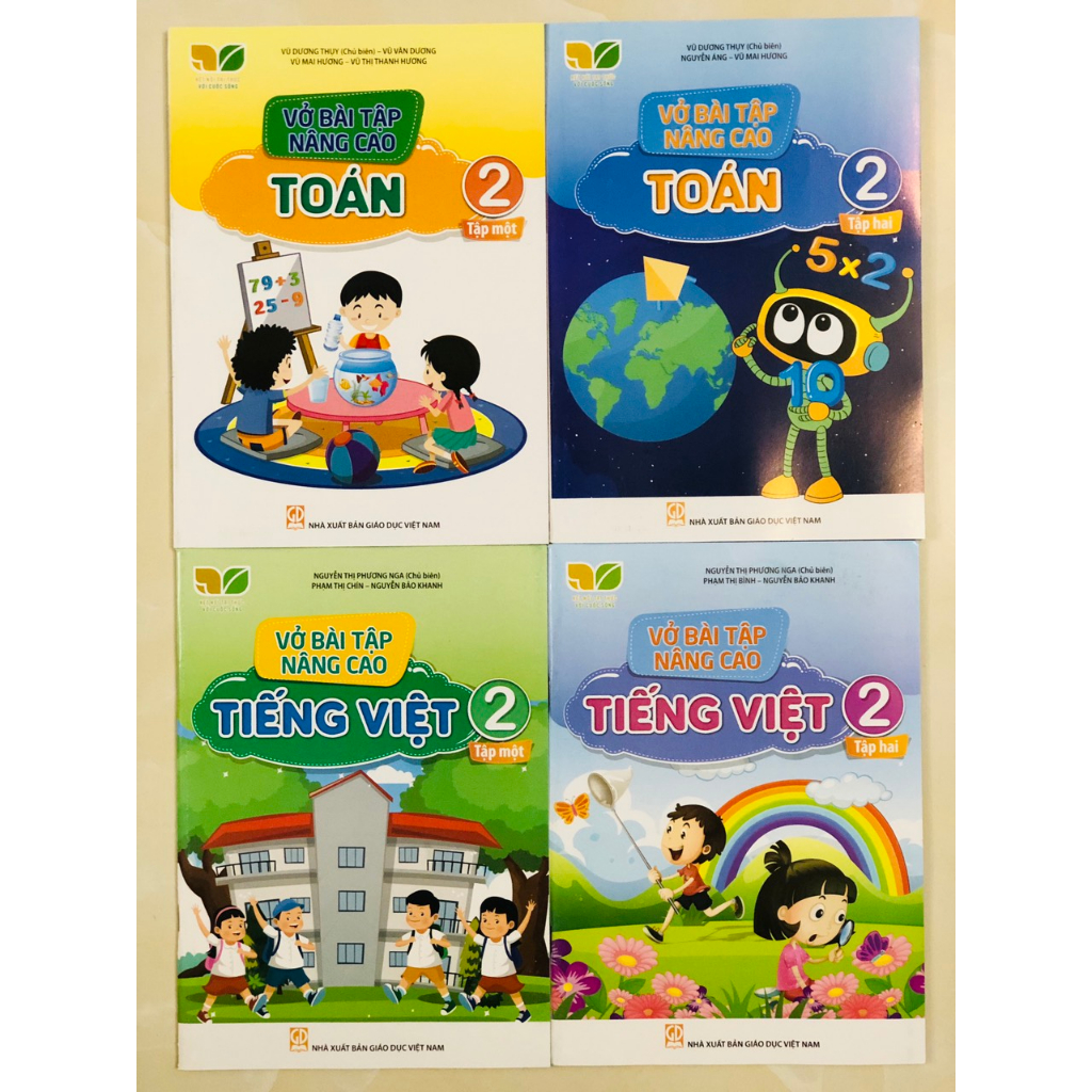 Sách - Combo 4 quyển vở bài tập nâng cao toán và tiếng việt 2 Kết nối tri thức